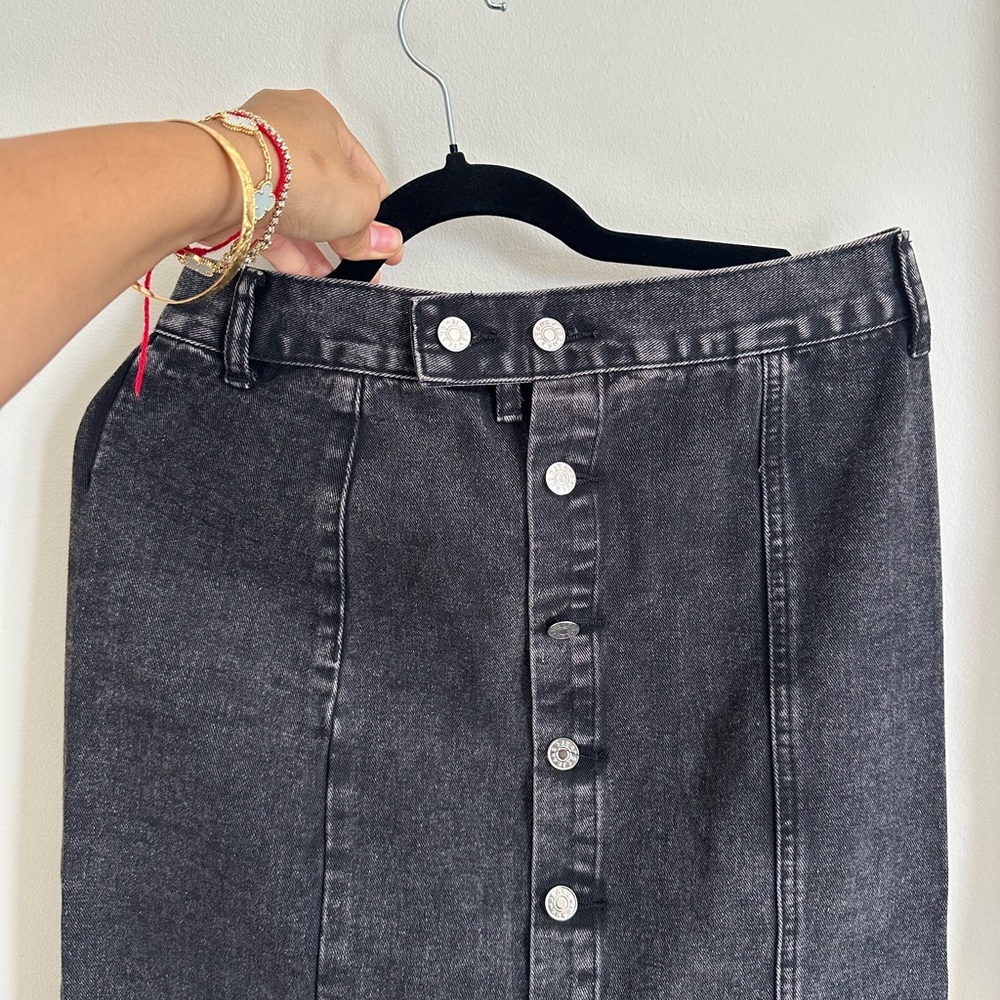 Zara Black Denim Button-Front Skirt